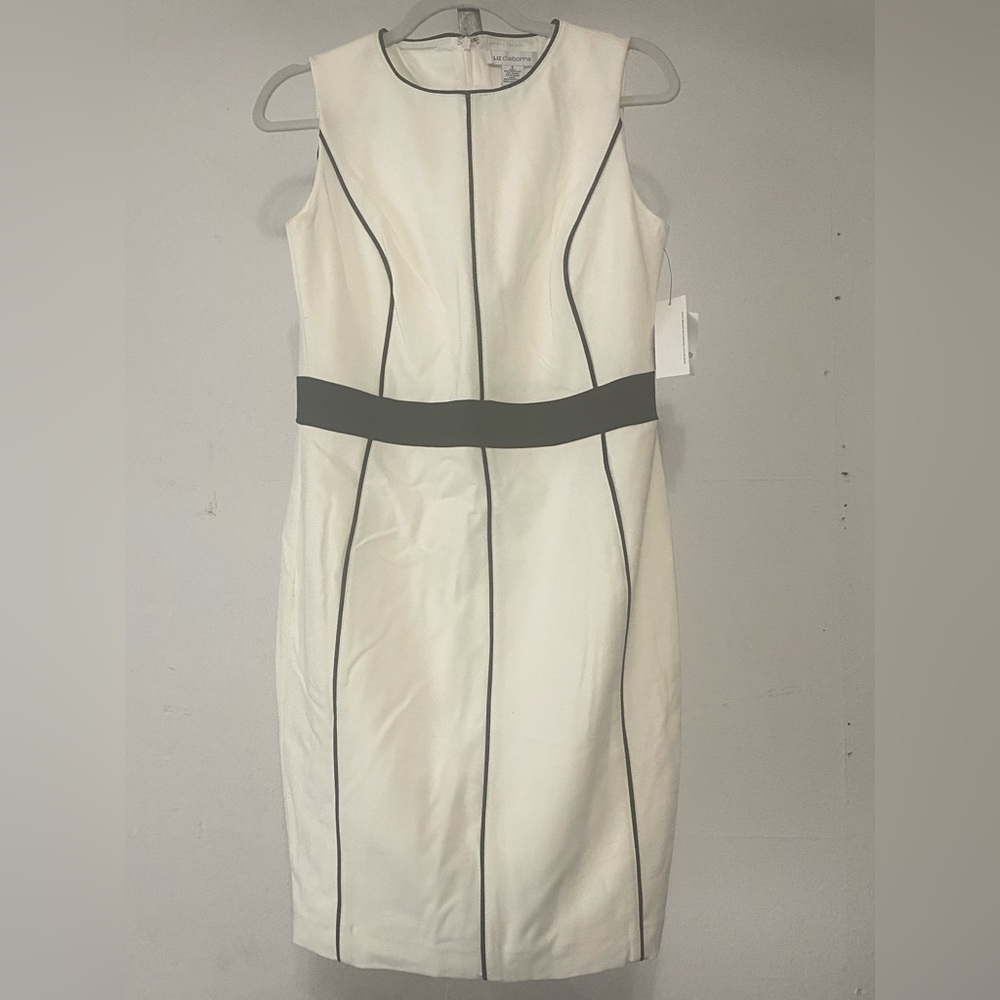 Liz Claiborne White Shift Dress with Black Accents